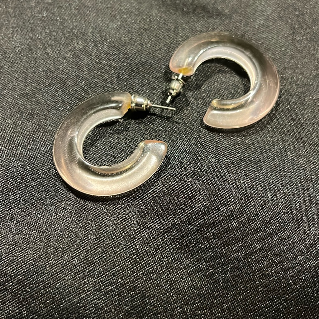 3/$20 Pale Pink Vintage Lucite Open Back Hoops